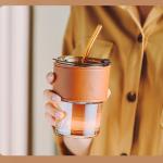 Coffee Cup Glass Mug Cups with Lids and Straws Leak-proof