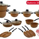 Batterie de Cuisine - 100% Granite - 20 pièces - Marron